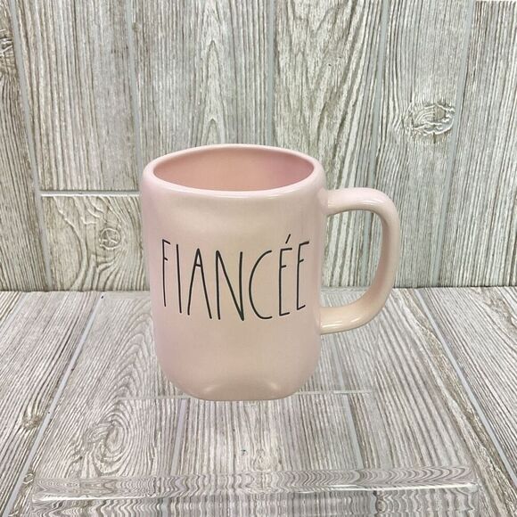 Rae Dunn Collection Magenta Fiancee Coffee Tea Ceramic Mug White Gift - Picture 1 of 4